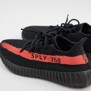 yeezy shoes black and red